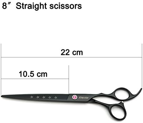 KINGSTAR 8.0in. Matt Black Professional Pet Grooming Scissors Set, Straight & - Image 5