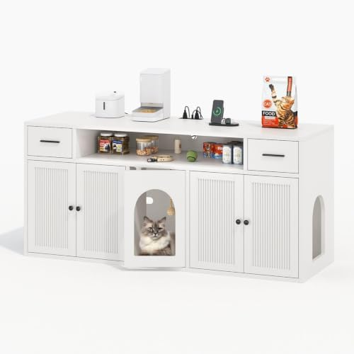 58" Large Cat Litter Box Enclosure Furniture by AboutBrand