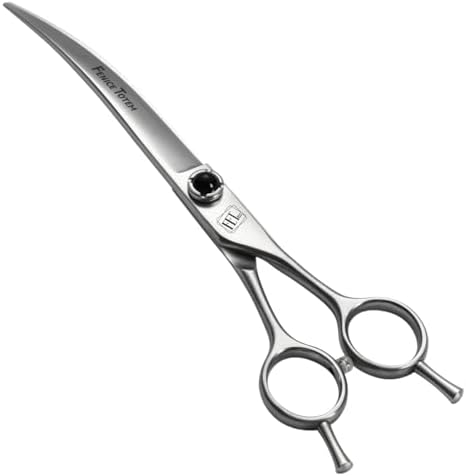 Dog Grooming Scissors: 7.5 inch Pet Curved Shears Made Of Japanese 9CR Advanced by FENICETOTEM