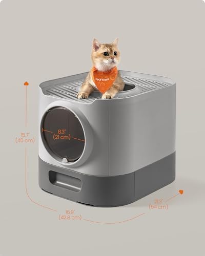 Feandrea Cat Litter Box with Lid, XL Enclosed, Slide-Out Tray - Image 6