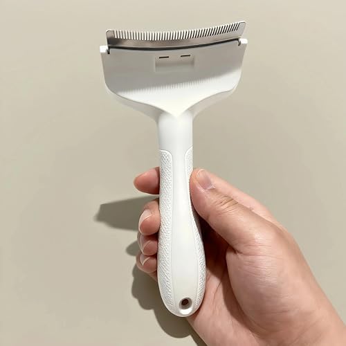 White Small Dog Brush for Shedding, Tight V-Tooth Deshedding Comb - Image 2