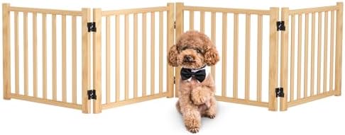Wooden Freestanding Dog Gate Indoor by Oapety