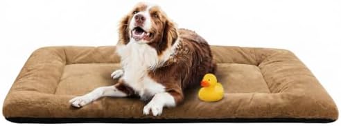 Dog Crate Pad Washable Dog Bed for Crate Large Cozy Mat 48-Inch Camel by VERZEY