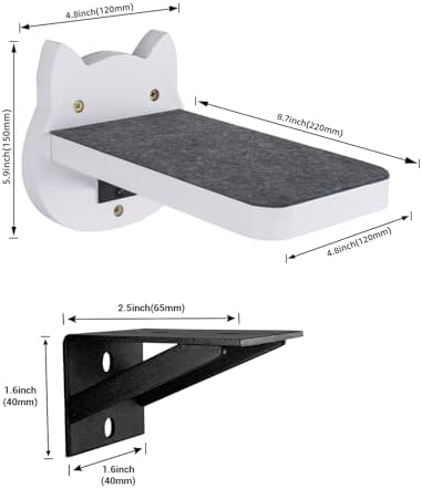 ESPETS White Painted Wooden Cat Wall Floating Steps Set of 3 - Image 3