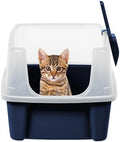 Navy high-Sided Open top cat Litter Box by Unknown