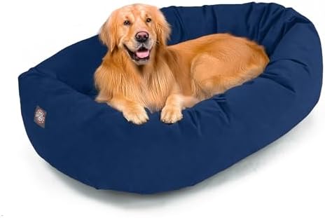 Majestic Pet 40 Inch Suede Calming Dog Bed Washable – Cozy Soft Round Dog Bed by MajesticPet