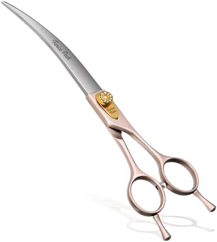 Professional Curved Dog Grooming Scissors 8'' Rose Gold 440C Stainless Steel by FenicePeak