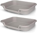 KittyGoHere Senior Cat Litter Box, Large Litter Pan, 2 Pack, Misty Gray by NE14pets