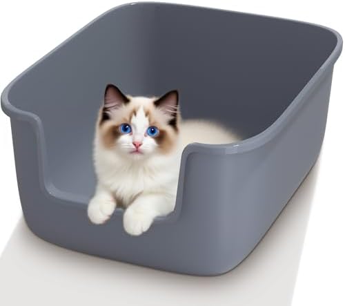 Vealind Large Cat Litter Box High Sided Entry Cat Litter Pan 50 x 40 x 22 CM by Vealind