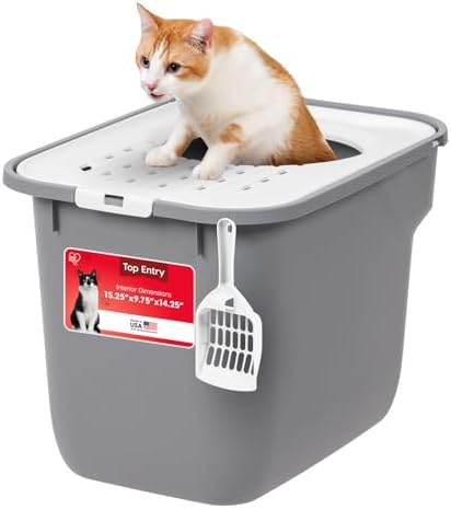 IRIS USA Large Top Entry Cat Litter Box, Hooded Privacy by IRISUSA