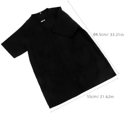 NOLITOY Waterproof PET Grooming Apron Short Sleeve Zipper Smock Black - Image 2