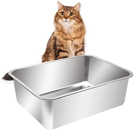 Kichwit Extra Large Stainless Steel Open Cat Litter Box by Kichwit