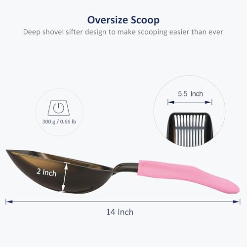 WePet Cat Litter Scoop, Non-Stick Plated Aluminum Alloy Sifter, Kitty Durable - Image 3