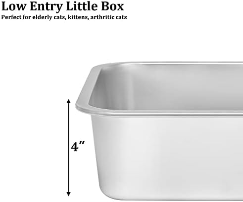 Kichwit Stainless Steel Cat Litter Box, Kitten Litter Tray - Image 2