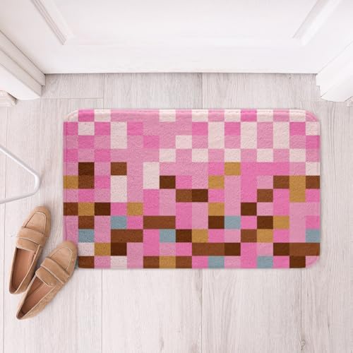 Manfei Pixelated Grid Shaggy Bathroom Mat, Games Gamepad Miners Bath Rugs Soft - Image 3