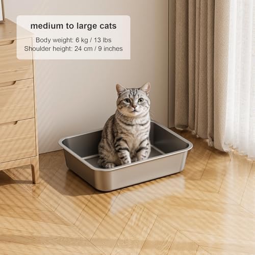 Large High Sided Stainless Steel Cat Litter Box - Image 7