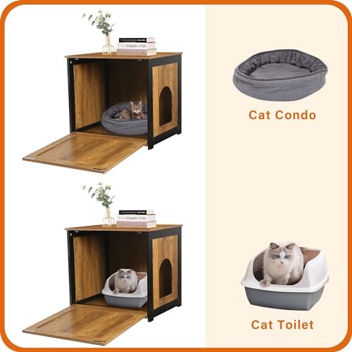 Dwanton Cat Litter Box Enclosure, Hidden Litter Box Furniture, 23.6 Inches - Image 7