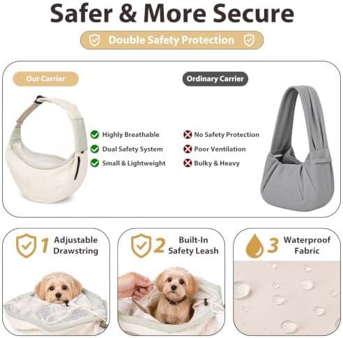 Dog Sling Carrier for Small Dogs and Cats Up to 15 lbs, Hands Free Pet Carrier - Image 5
