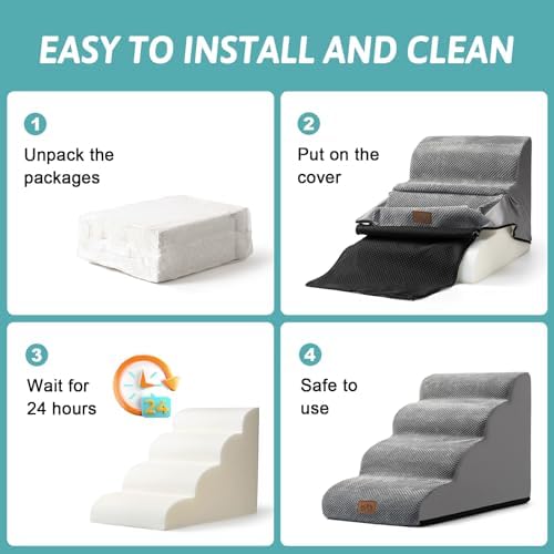 COZY KISS Dog Stair for Small Dog 15.7" H, 3 Step Pet Ramp for Couch - Image 4