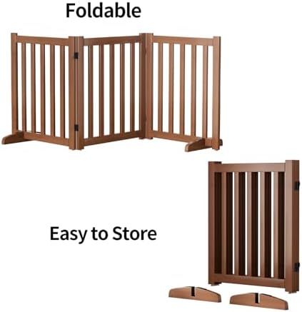 Wooden Freestanding Foldable Dog Gate, 24 Inch Height 3 Panel Pet Gate No Drill - Image 5