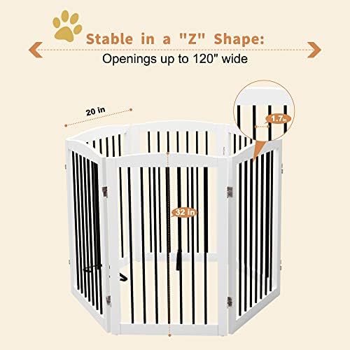 PUPETPO Freestanding Pet Gate for Dogs, Indoor Wooden Foldable Dog Gate for - Image 5