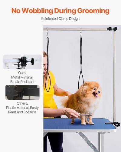 VEVOR 36 x 24 Inch Pet Grooming Table, 2 Height Adjustable Arms, No-Sit Haunch - Image 3