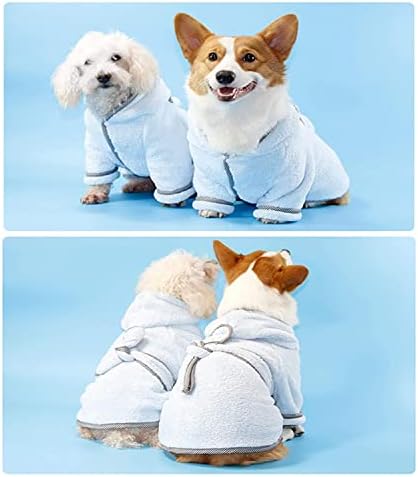 Dog Bathrobe, Microfiber Fast Drying Absorbent Hooded Bath Towel White - Image 4