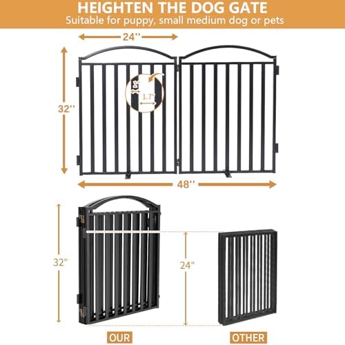Malier Metal Freestanding Dog Gates, Outdoor Indoor Dog Fences, Extra Wide - Image 5