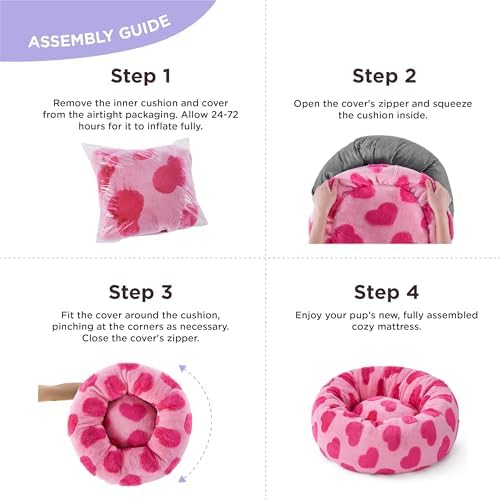 LE SURE Shown on TV Jacquard Donut Dog Beds Large, Lover Hearts 36x36x8in - Image 5