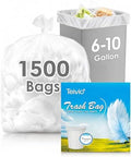 Teivio Medium Clear Trash Bags 6-10 Gallon 1500 Count Kitchen Garbage Bags by Teivio