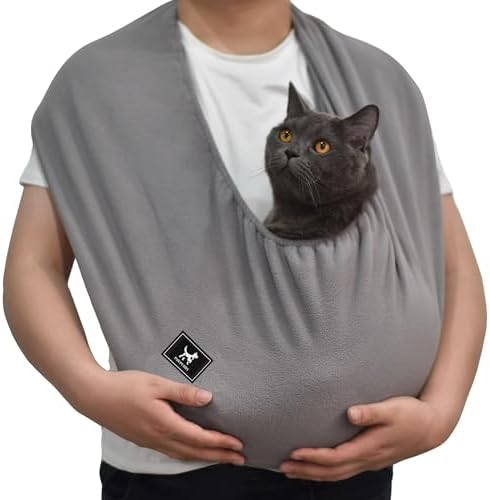 Cat Sling Carrier, Ultra-Soft Polar Fleece, Fits 3-13 lbs, Size M by PAWPUBBY