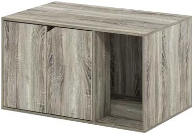 Furinno Peli Litter Box Enclosure, French Oak Grey - Image 4