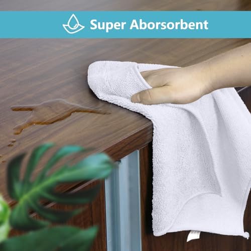 HOMEXCEL White Cleaning Rags 5 Pack, Highly Absorbent Microfiber Cleaning Cloth - Image 4