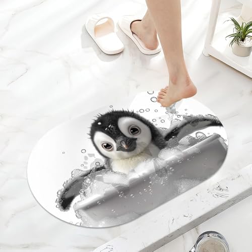 Cute Baby Penguin, Super Absorbent Quick-Drying Bathroom Mat Rug, Rubber - Image 6