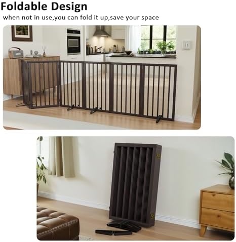 Dog Gate for Doorways 32" Tall Freestanding Dog Gate for Stair Foldable Pet - Image 3