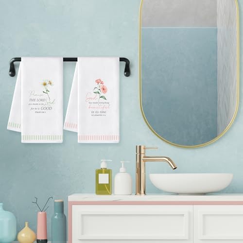 Bible Verse Floral Hand Towels, 6 Pack Christian Kitchen Dish Towels Set - Image 4
