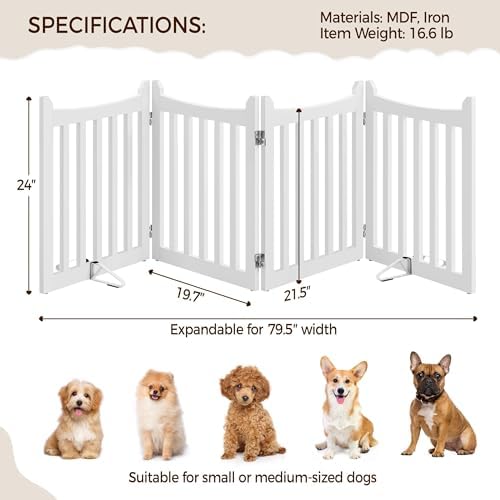 Yaheetech 24in 4-Panel Wooden Freestanding Pet Gate - Image 4