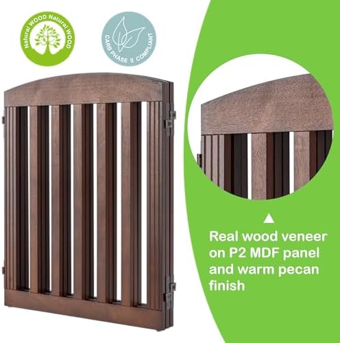 SPIRICH Wooden Freestanding Foldable Dog Gate, Stylish Modern - Image 6
