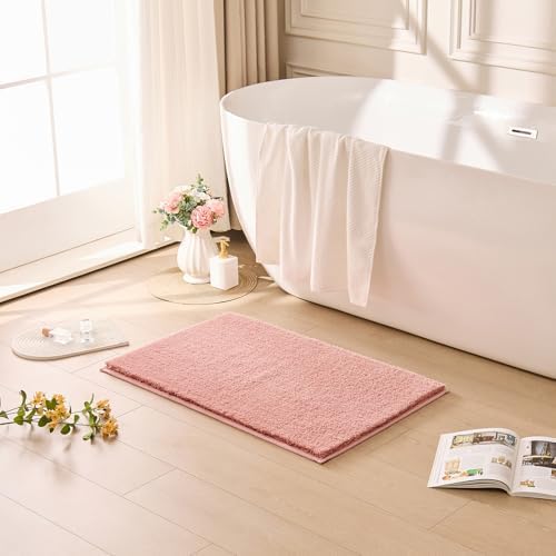 CozeCube Dusty Pink 36"x24" Shaggy Non Slip Soft Washable Bath Mat - Image 2