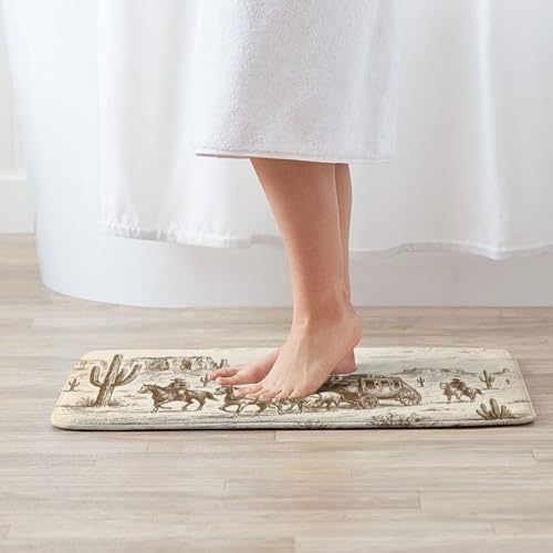 Western Desert Cowboys Bath Mat Non-Slip Soft Microfiber Bathroom Rugs Washable - Image 2