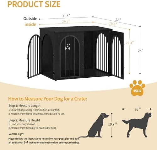 Hzuaneri 31.5'' Dog Crate Furniture, Dog Kennel Indoor - Image 2