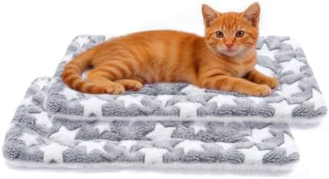 Mora Pets Cat Bed Ultra Soft Dog Crate Pad Star Print 2 Pack 18 inch Grey by MoraPets