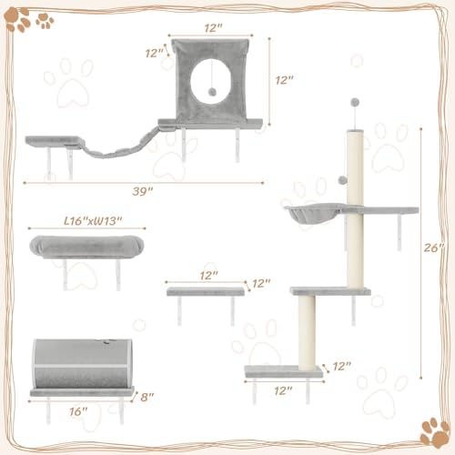 NUNU LAB 14-in-1 Cat Wall Shelves, Wall-Mounted Cat Climber Set - Image 2
