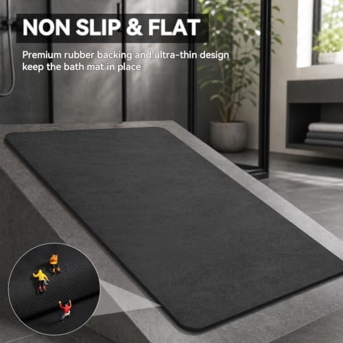 MontVoo -Bath Mat Rug-Rubber Backing Non Slip Quick Dry Absorbent Thin Bathroom - Image 4