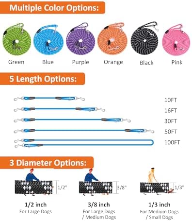 Long Dog Leash for Dog Training 20FT, Heavy Duty Dog Lead for Large Medium - Image 3