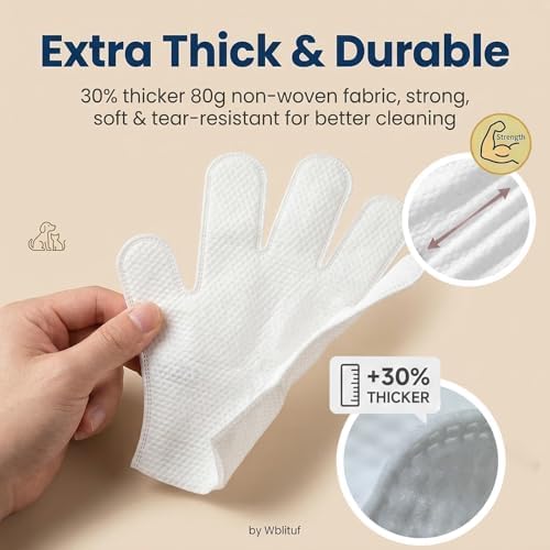 Pet Glove Wipes, Disposable Grooming Mitts - Image 2