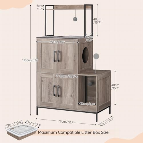 HOOBRO Cat Litter Box Enclosure Furniture, 2 in 1 Hidden Litter Box Furniture - Image 4