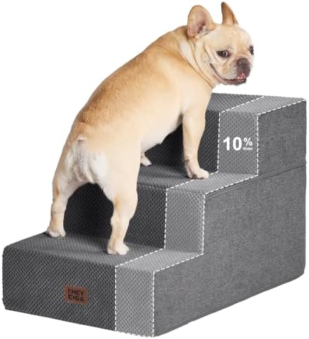 EHEYCIGA Dog Stairs 13.5" H, 3-Step Extra Wide Dog Steps by EHEYCIGA
