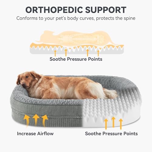 JOEJOY Orthopedic Dog Bed for Extra Large Dogs, XXL Egg-Crate Memory Foam Pet - Image 2