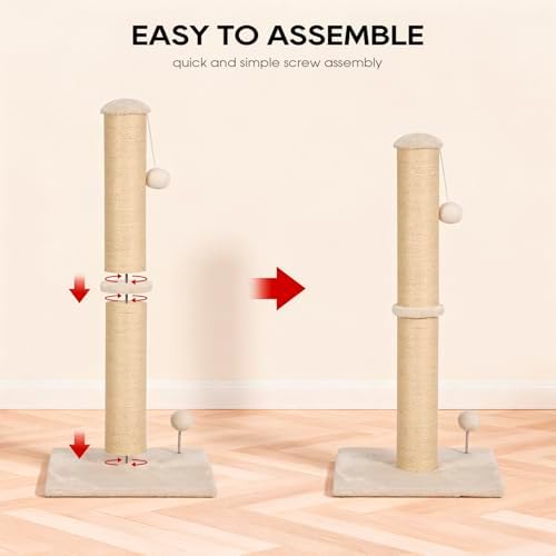 FDW 33 Inch Cat Scratching Post Cat Scratcher Natural Sisal Rope Scratch Post - Image 6